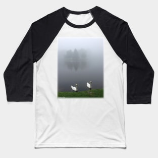 'Swans in Fog' Baseball T-Shirt